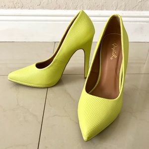 Qupid Neon Green Heels